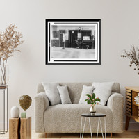 Room with piano, potted palms, and classical statues and friezes, Antique Print