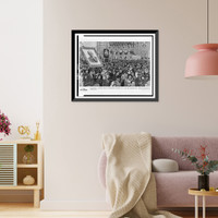 Historic Framed Print, [Mayday crowds, banners, and portraits of Lenin and Stalin in Bratislava(?)],  17-7/8" x 21-7/8"