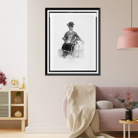 Historic Framed Print, Tshusick. An Ojibway woman.A.H. ; drawn, printed & coloured at I.T. Bowen's Lithographic Establishment.,  17-7/8" x 21-7/8"