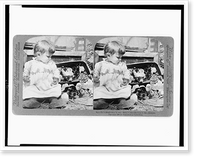 Historic Framed Print, He's afraid they'll bite-Baby's introduction to the chickens,  17-7/8" x 21-7/8"