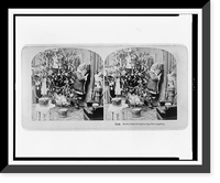 Santa Claus telephoning for supplies, Antique Print
