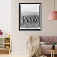 Five Maori men posing in traditional clothing doing haka dance (war dance) Classic, Vintage Poster