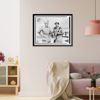 Historic Framed Print, [Al Bert(?) Ravenhall (left) interviewing Eric Sevareid],  17-7/8" x 21-7/8"