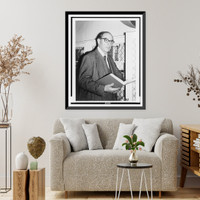 Sir Isaiah Berlin, half-length portrait, holding book, Historic Print