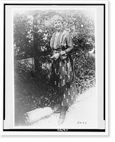 Historic Framed Print, [Mrs. Warren G. Harding, full-length portrait, standing outside her home, facing front],  17-7/8" x 21-7/8"