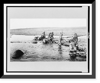 Historic Framed Print, [Inuit killing salmon with spears, Canada],  17-7/8" x 21-7/8"