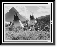 Historic Framed Print, Indian camp at Two Medicine Lake, Glacier National Park,  17-7/8" x 21-7/8"