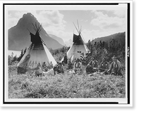 Historic Framed Print, Indian camp at Two Medicine Lake, Glacier National Park,  17-7/8" x 21-7/8"