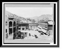 Historic Framed Print, [Main Street, looking north, Bisbee, Arizona, showing the Bank of Bisbee, and houses on hillside],  17-7/8" x 21-7/8"