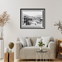 Historic Framed Print, [Main Street, looking north, Bisbee, Arizona, showing the Bank of Bisbee, and houses on hillside],  17-7/8" x 21-7/8"