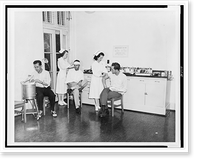 Students undergoing minor treatment and various tests necessary for diagnosis in the dispensary of Cowell Hospital, student infirmary on the Berkeley campus of the University of California Herita