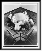 Historic Framed Print, [Five men, in observation room of eye institute, looking down into operating room],  17-7/8" x 21-7/8"