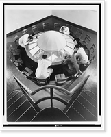 Historic Framed Print, [Five men, in observation room of eye institute, looking down into operating room],  17-7/8" x 21-7/8"