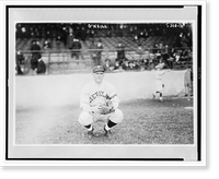 Stephen Francis O'Neill, Cleveland AL baseball player, full-length portrait, squatting on baseball field, Vintage Wall Art