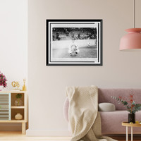 Stephen Francis O'Neill, Cleveland AL baseball player, full-length portrait, squatting on baseball field, Vintage Wall Art