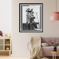 Historic Framed Print, U.S. Embassy has roof spotters in air raids,  17-7/8" x 21-7/8"