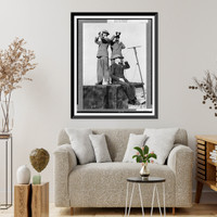 Historic Framed Print, U.S. Embassy has roof spotters in air raids,  17-7/8" x 21-7/8"