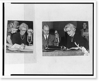 Janet Flanner broadcasting on the radio program Listen: The Women" with "Blue" network microphone" Classic, Historic Reproduction