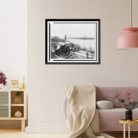 Historic Framed Print, George Washington Bridge & Fort Tryon Park,  17-7/8" x 21-7/8"