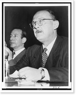 Historic Framed Print, [Owen Lattimore, seated, facing left, testifying before the Senate Foreign Relations Subcommittee. Abe Fortas, Lattimore's attorney, is seated on the left],  17-7/8" x 21-7/8"