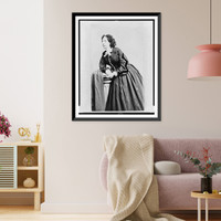 Sara Payson Parton, known as Fanny Fern, three-quarter length portrait, standing, facing left, Antique Print