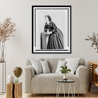 Sara Payson Parton, known as Fanny Fern, three-quarter length portrait, standing, facing left, Antique Print