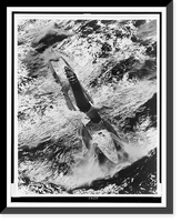Aerial view of the submarine Nautilus, beginning a dive, Vintage Print