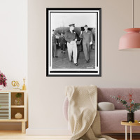Historic Framed Print, [General of the Army Dwight D. Eisenhower, walking away from airplane, with Lt. Gen. Lucius Clay, after Gen. Eisenhower's arrival for Berlin Conference, at Potsdam],  17-7/8" x 21-7/8"