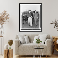 Historic Framed Print, [General of the Army Dwight D. Eisenhower, walking away from airplane, with Lt. Gen. Lucius Clay, after Gen. Eisenhower's arrival for Berlin Conference, at Potsdam],  17-7/8" x 21-7/8"