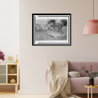 Historic Framed Print, [American soldiers, dead bodies, and men digging graves],  17-7/8" x 21-7/8"
