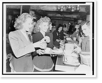 Marlene Dietrich and Rita Hayworth serve food to soldiers at the Hollywood Canteen Classic, Vintage Wall Art