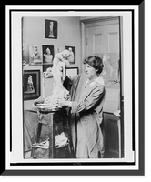 Historic Framed Print, [Malvina Hoffman, three-quarter length portrait, with sculpture],  17-7/8" x 21-7/8"