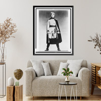 Historic Framed Print, [Eva Le Gallienne, full-length portrait, dressed in military costume with cloak, holding sword],  17-7/8" x 21-7/8"