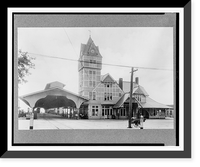 Newport News, Virginia, railroad station, with clock tower, Vintage Poster