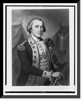 George Washington, half-length portrait, standing, facing slightly right, in uniform, in front of boy, horse, and tent.engraved by J. Sartain, Vintage Print