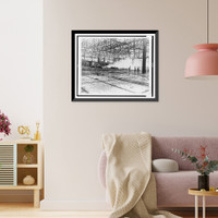 Historic Framed Print, The interior of one of the hangers [sic] on Midway Island, damaged during the raid,  17-7/8" x 21-7/8"