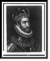 Charles V, King of Spain and Emperor of Germany, head-and-shoulders portrait, facing right.Jacques Reich, Vintage Poster
