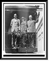 President Calvin Coolidge, full-length portrait, standing, facing slightly left, with wife and son, on back of railroad train Classic, Vintage Wall Art