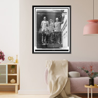 President Calvin Coolidge, full-length portrait, standing, facing slightly left, with wife and son, on back of railroad train Classic, Vintage Wall Art