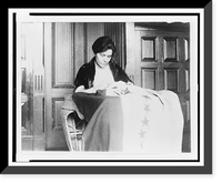 Miss Alice Pavl is shown sewing the thirty-sixth star on the suffrage ratification banner, the stars having been added from time to time as the various states ratified, Vintage Poster