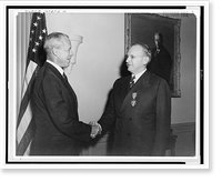 Joseph M. Dodge receiving Medal for Merit from Secretary of War Robert Patterson, Sept. 18, 1946, Antique Poster