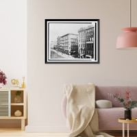 Historic Framed Print, [Street scene showing The World" newspaper office building and other commercial buildings]",  17-7/8" x 21-7/8"