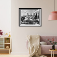 Historic Framed Print, [Men working in the newsroom of The World-Telegram newspaper],  17-7/8" x 21-7/8"