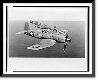 Aerial view of four U.S. Navy F4Us, Corsairs, in flight over South Pacific, Antique Wall Art