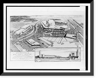 Historic Framed Print, Architectural drawing for a shopping center (Annandale Business Center") for Robertson Development Co.,  Annandale,  Fairfax County,  Virginia. Bird's-eye and perspective rendering",  17-7/8" x 21-7/8"