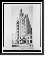 Historic Framed Print, [Skyscraper office building (Sun Building") for A.S. Abell,  13th Street and F Street,  Washington,  D.C. Front perspective rendering]",  17-7/8" x 21-7/8"