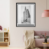 Historic Framed Print, [Skyscraper office building (Sun Building") for A.S. Abell,  13th Street and F Street,  Washington,  D.C. Front perspective rendering]",  17-7/8" x 21-7/8"