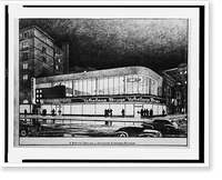 Historic Framed Print, Architectural drawing for a drugstore and restaurant (Whelan's Drugs"),  Connecticut Avenue and K Street,  N.W.,  Washington,  D.C. Perspective rendering",  17-7/8" x 21-7/8"