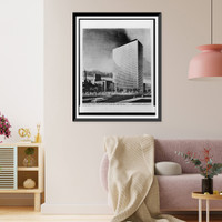 Historic Framed Print, [Government buildings (United States Customs Court and Federal Office Building"),  Federal Plaza,  Lafayette Street and Duane Street,  New York,  New York. Perspective]",  17-7/8" x 21-7/8"
