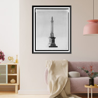 Historic Framed Print, Design for a columnar monument to Abraham Lincoln. Monument, perspective rendering,  17-7/8" x 21-7/8"
